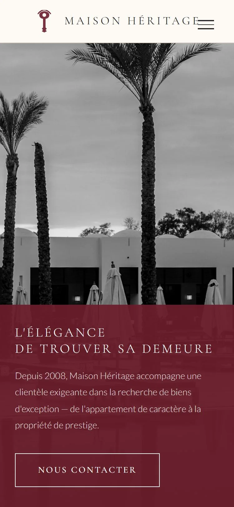 Maison Heritage : demo creation web pour Agence immobilière — mobile