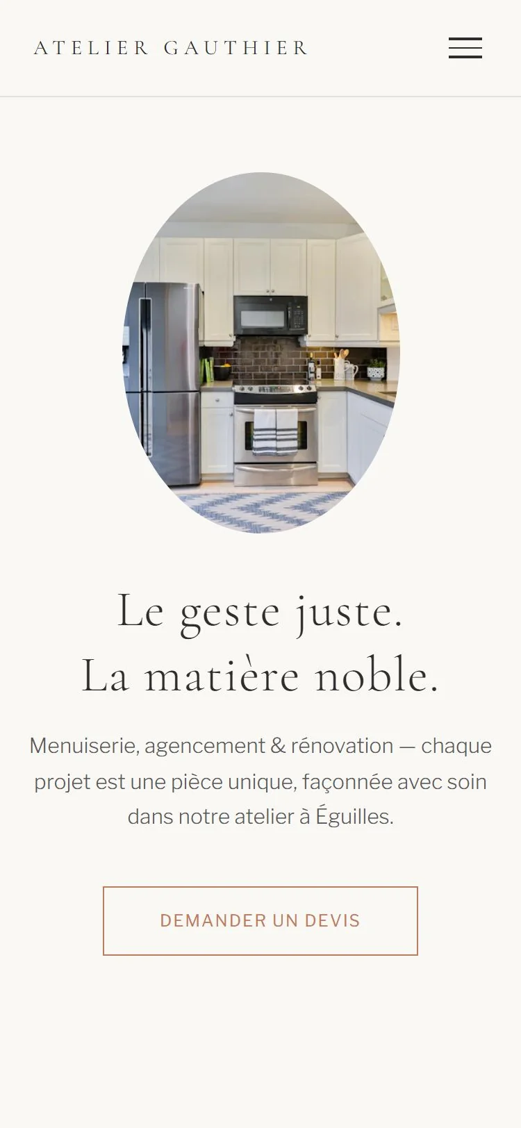 Artisan site internet demo : Ateliergauthier — mobile