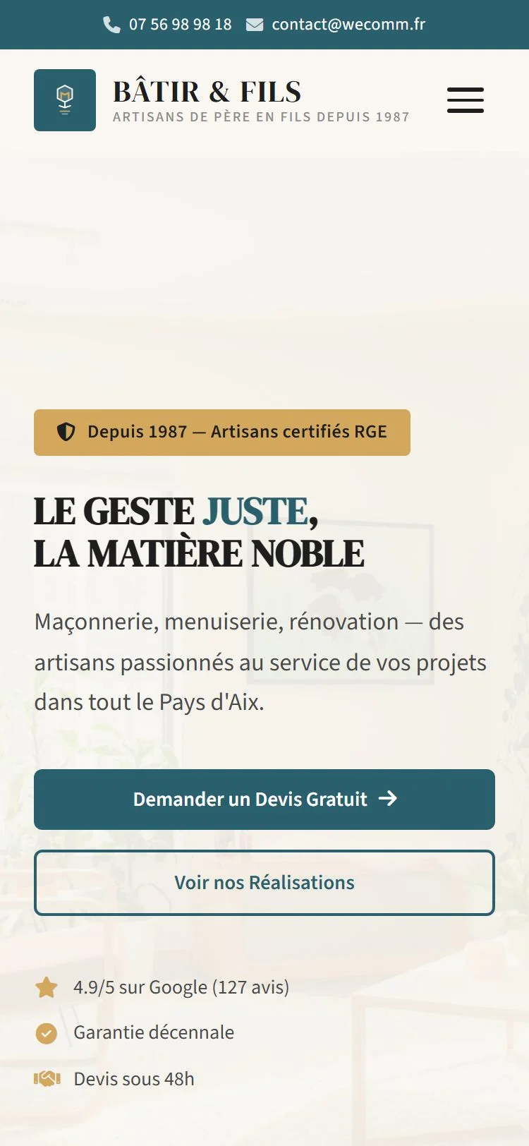 Artisan site internet demo : Batir Et Fils — mobile