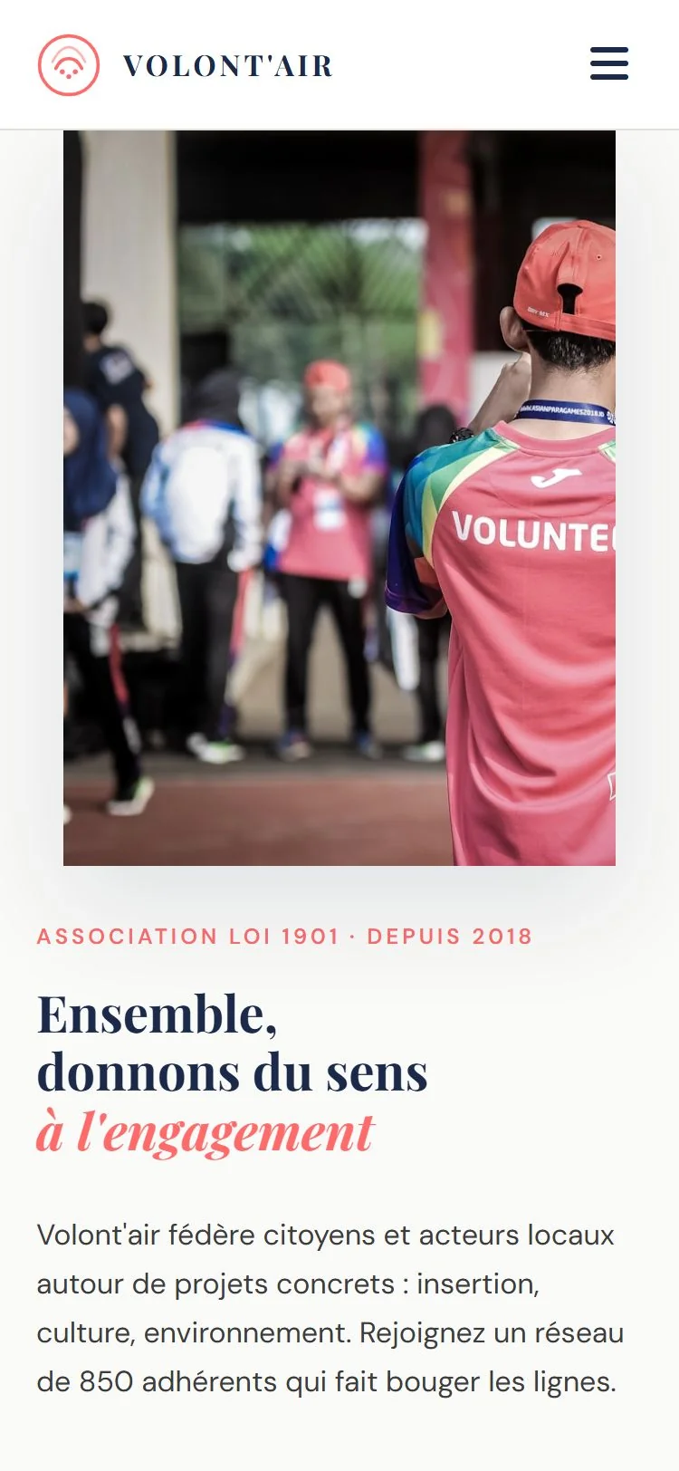 Association site internet demo : Volontair — mobile