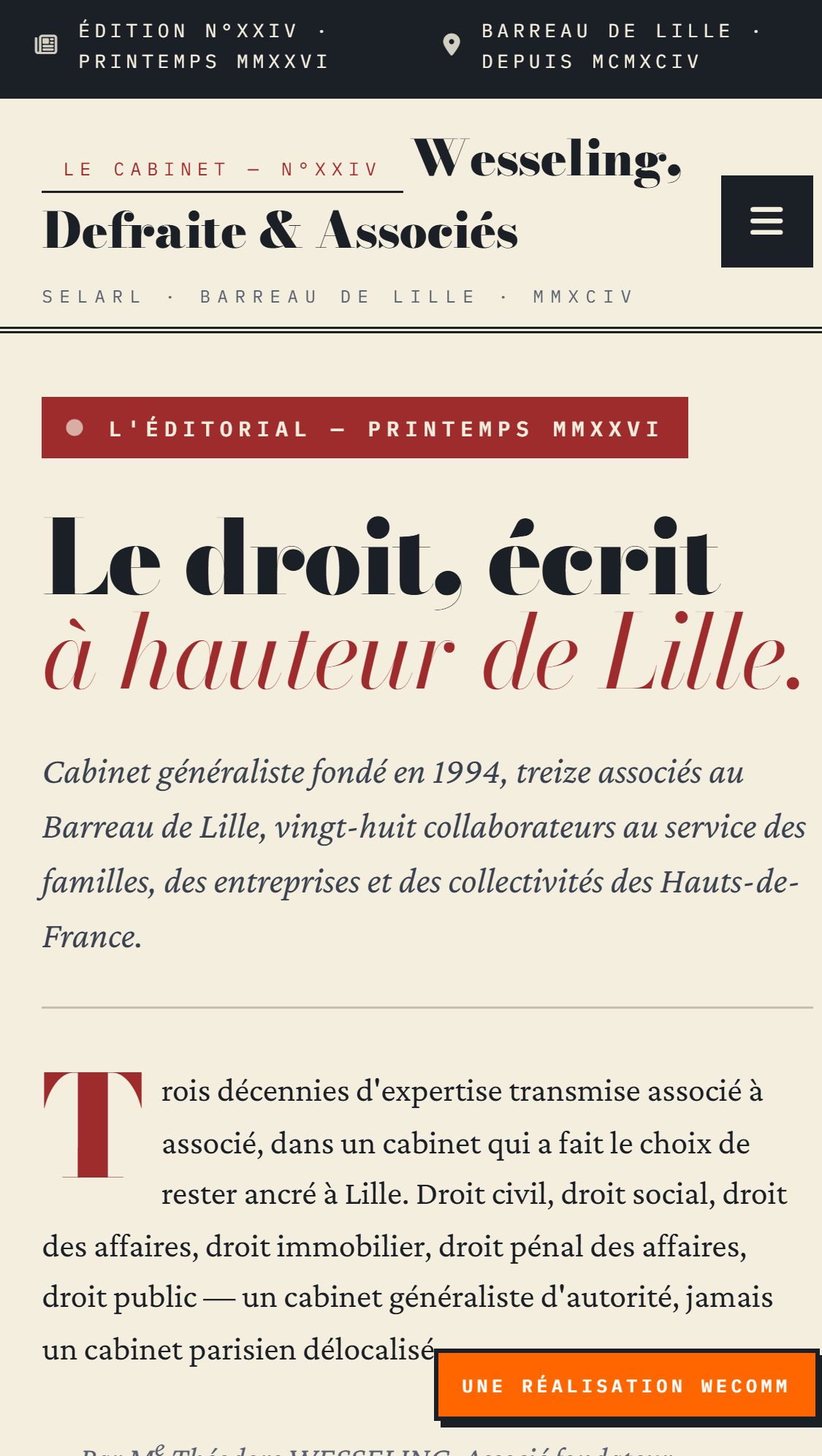 Exemple site web Wesseling Defraite Associes pour Avocat