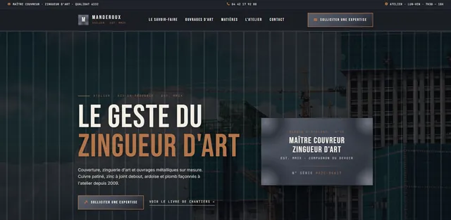 Atelier Manderoux : demo creation web pour Couvreur