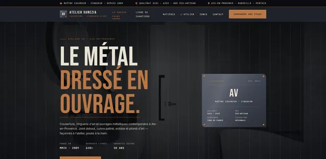 Couvreur site internet demo : Atelier Vanezia