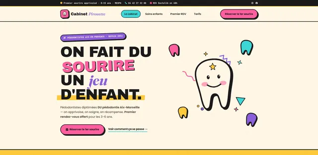 Exemple site web Cabinet Pirouette pour Dentiste