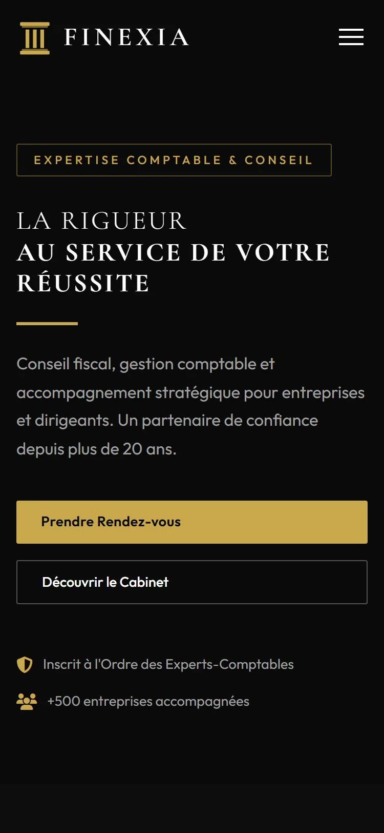 Exemple site web Comptable Finexia pour Expert-comptable — mobile