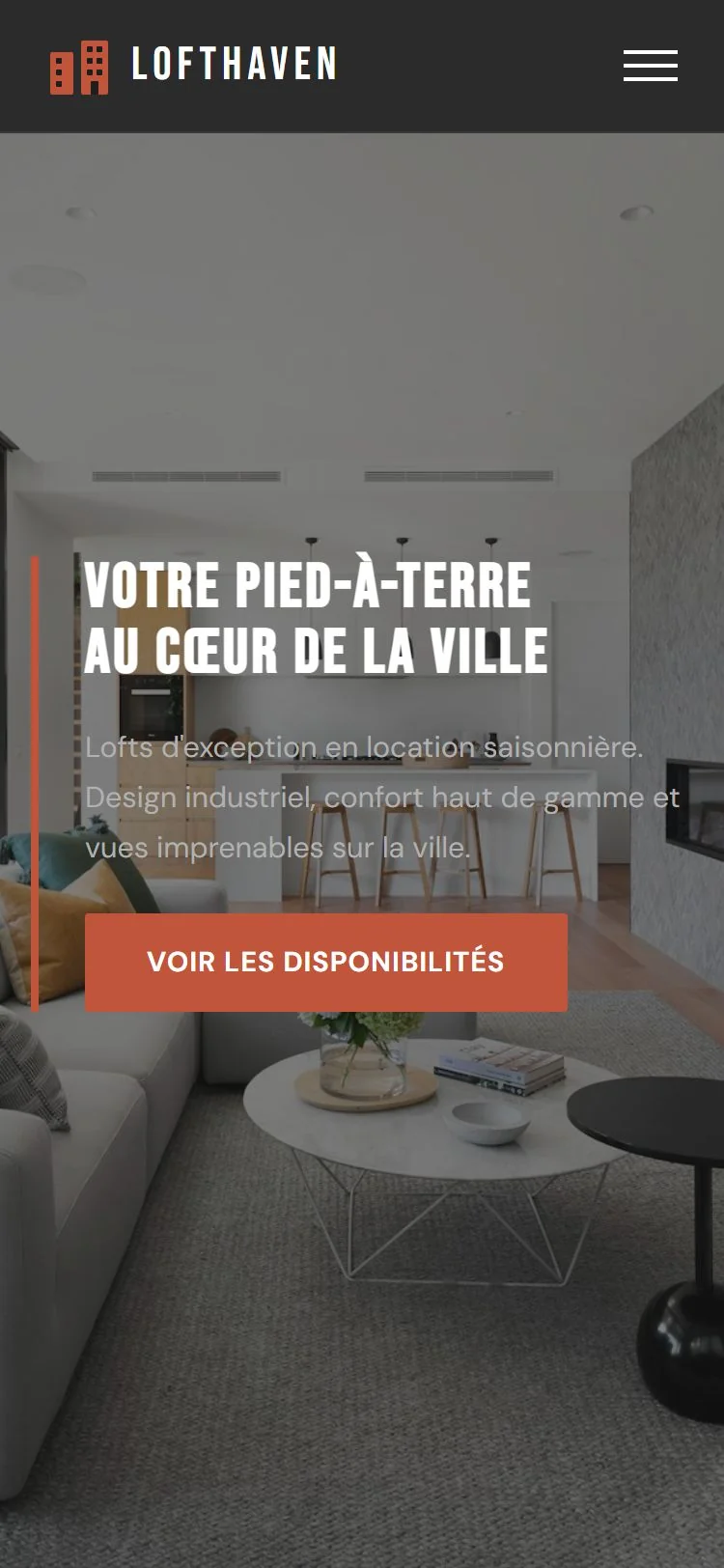 Exemple site web Saisonniere Lofthaven pour Location saisonnière — mobile