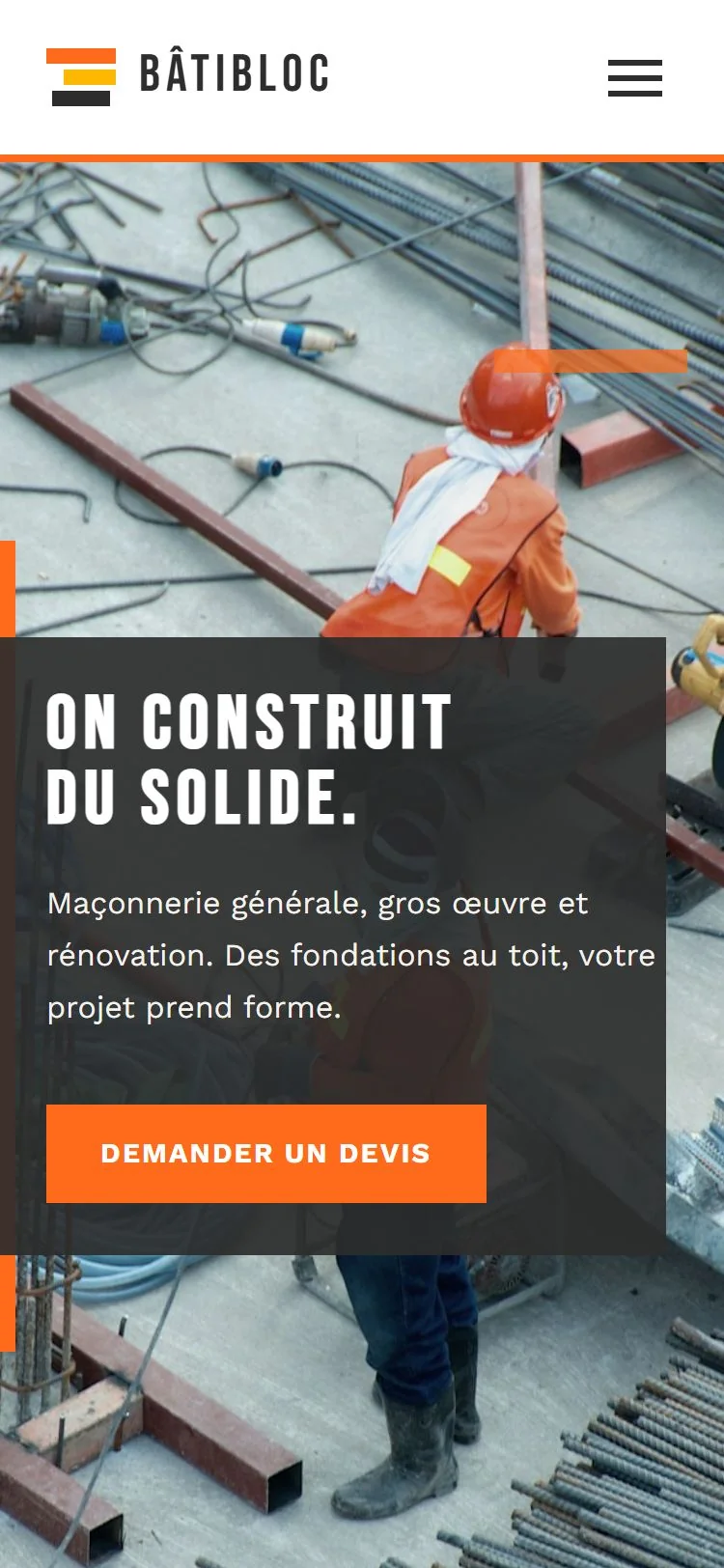 Maçon site internet demo : Batibloc — mobile