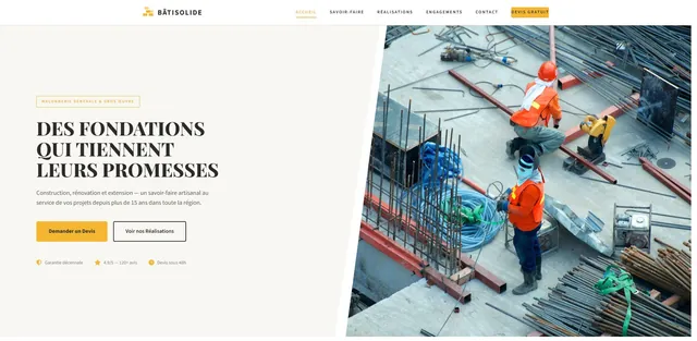 Exemple site web Batisolide pour Maçon
