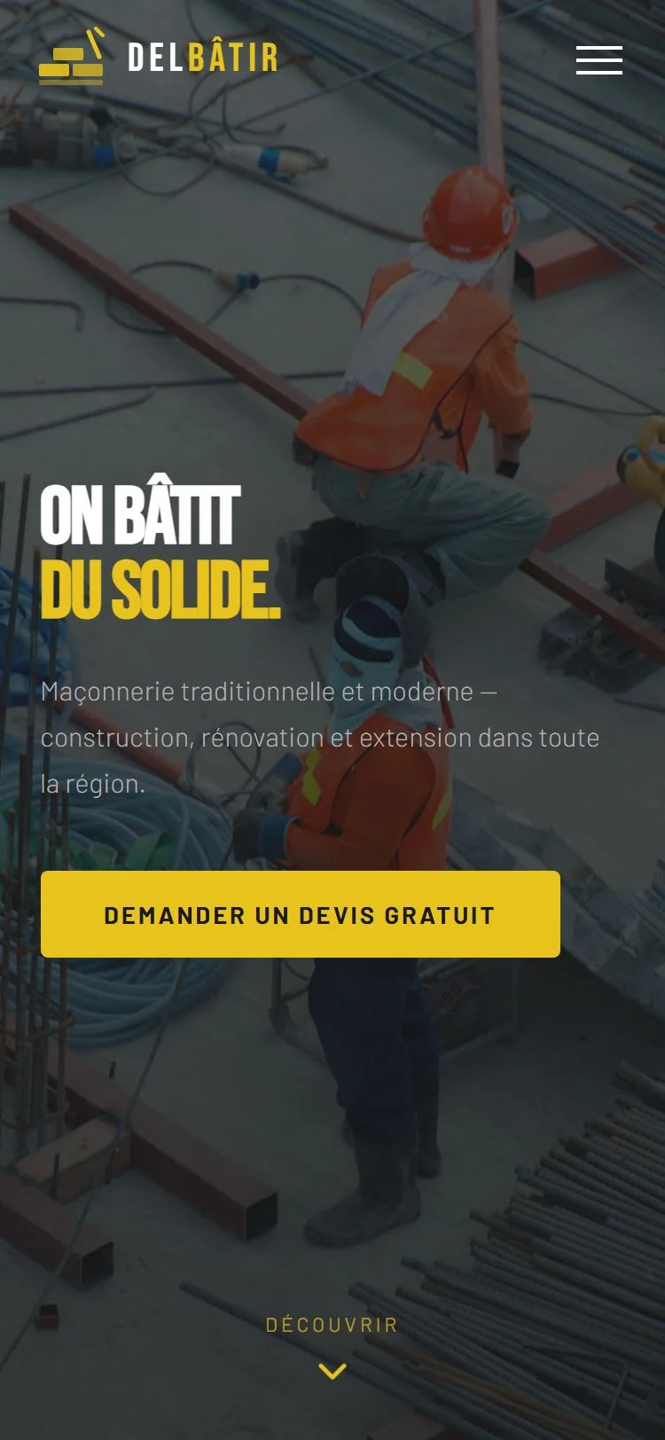 Maçon site internet demo : Delbatir — mobile