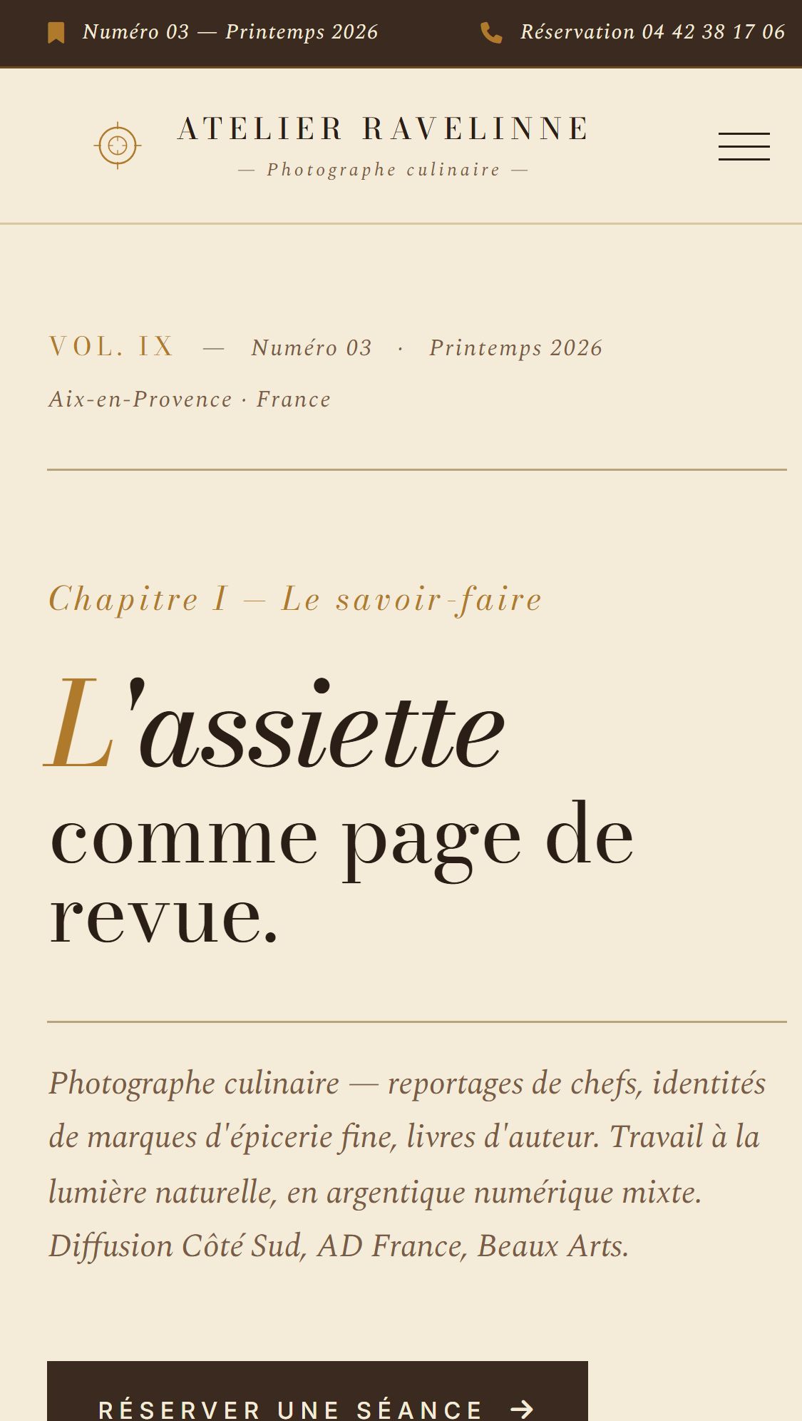 Atelier Ravelinne : demo creation web pour Photographe