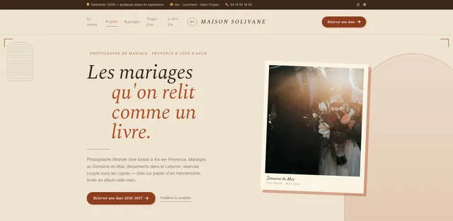 Maison Solivane : demo creation web pour Photographe