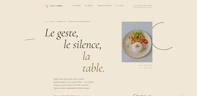 Atelier Sorei : demo creation web pour Traiteur