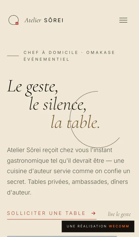 Atelier Sorei : demo creation web pour Traiteur