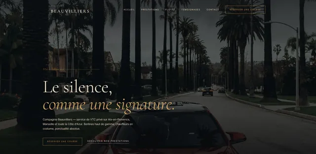 Exemple site web Compagnie Beauvilliers pour VTC