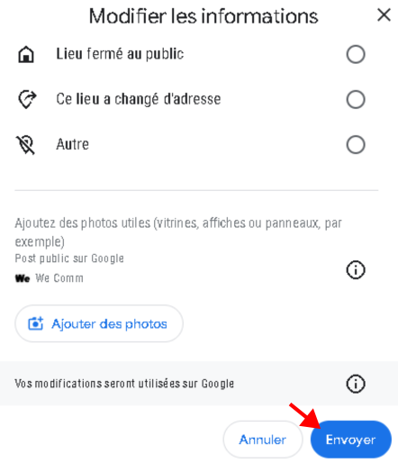 Quatrième étape pour dédoublonner une fiche google sur google maps.