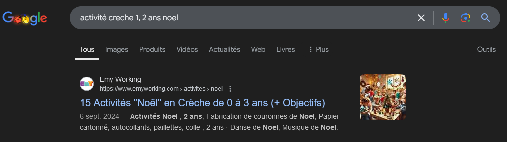 Résultat Google — activité crèche noël