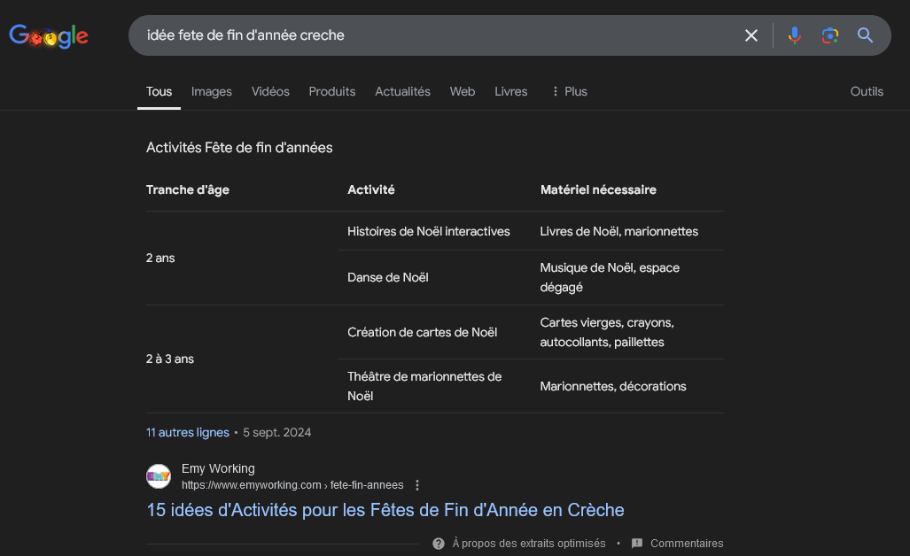 Résultat Google — idée fête de fin d'année crèche