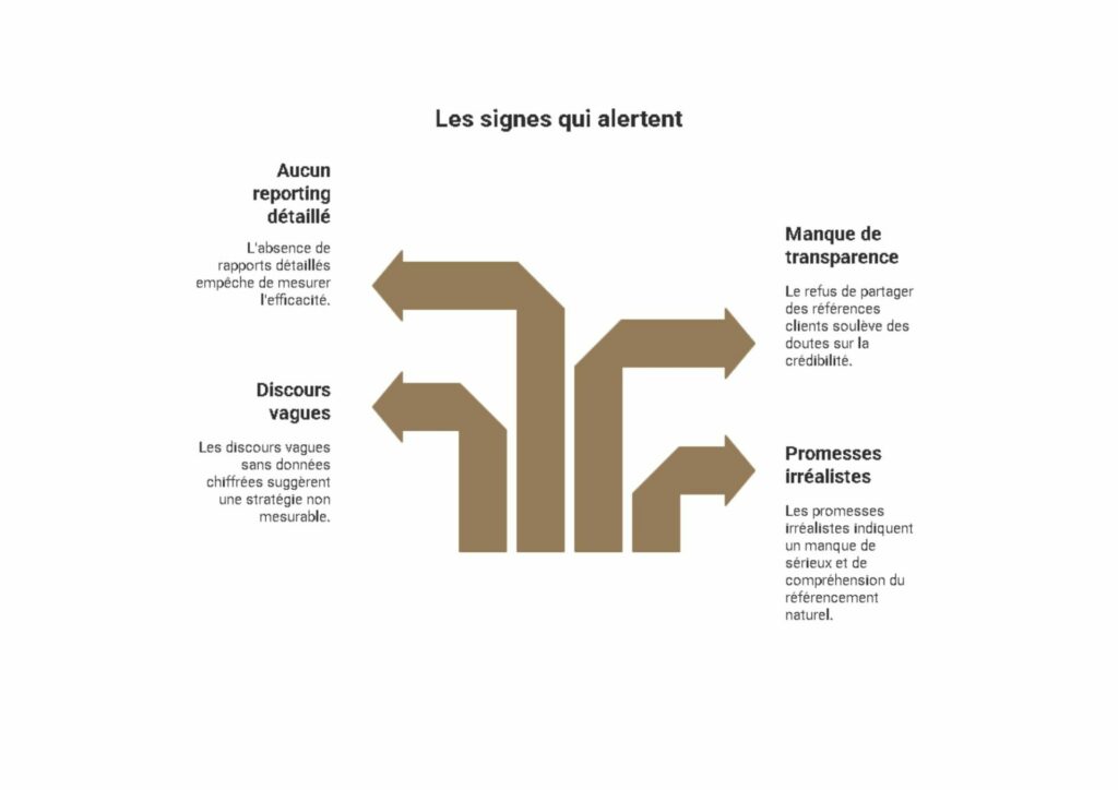 Une infographie avec des flèches marron au milieu et du texte autour