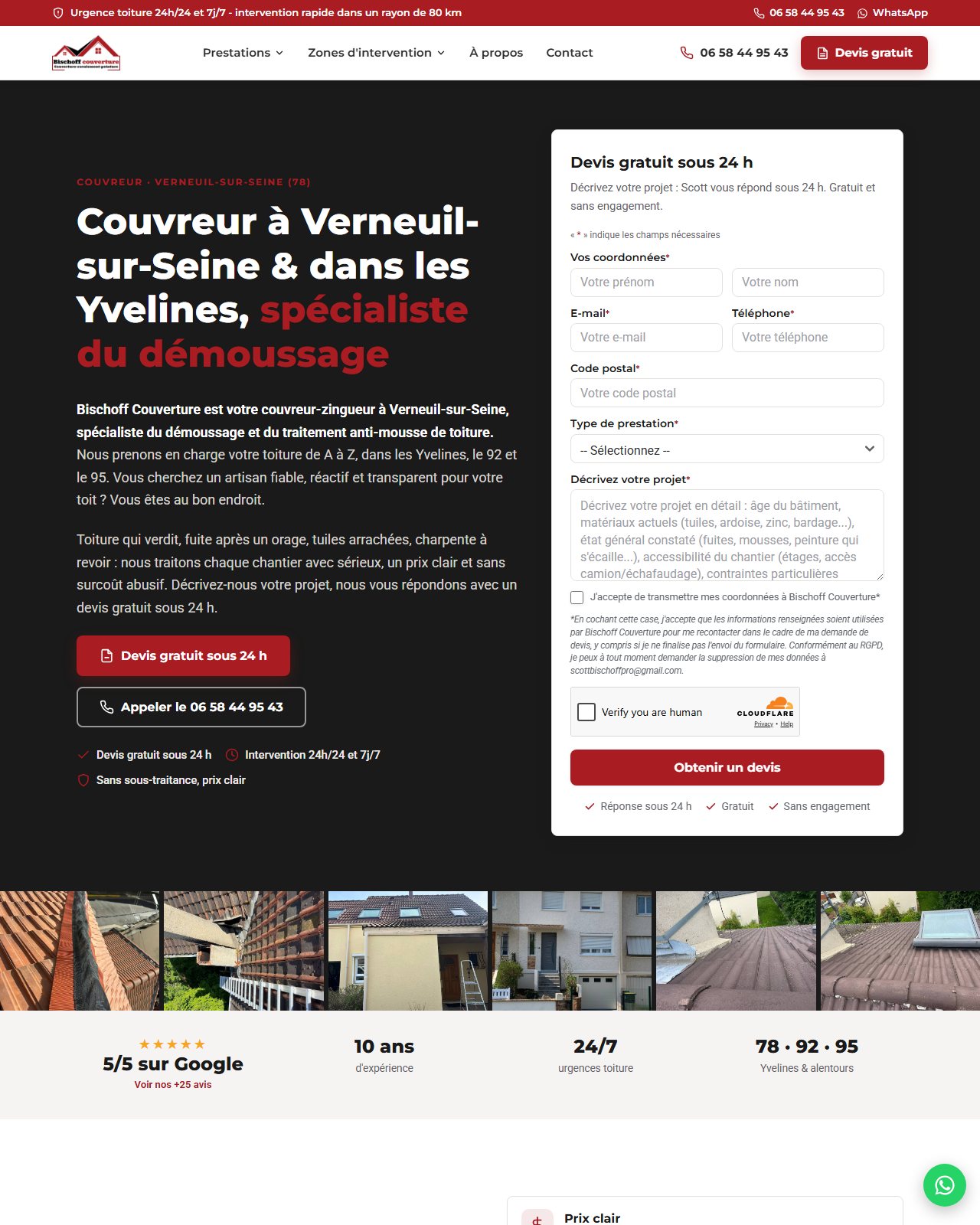 Aperçu du site de Bischoff Couverture, couvreur à Verneuil-sur-Seine