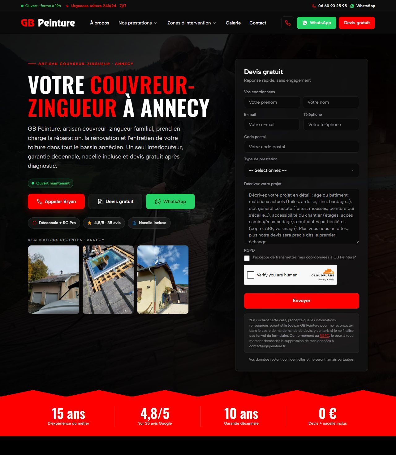 Aperçu du site de GB Peinture, couvreur à Annecy