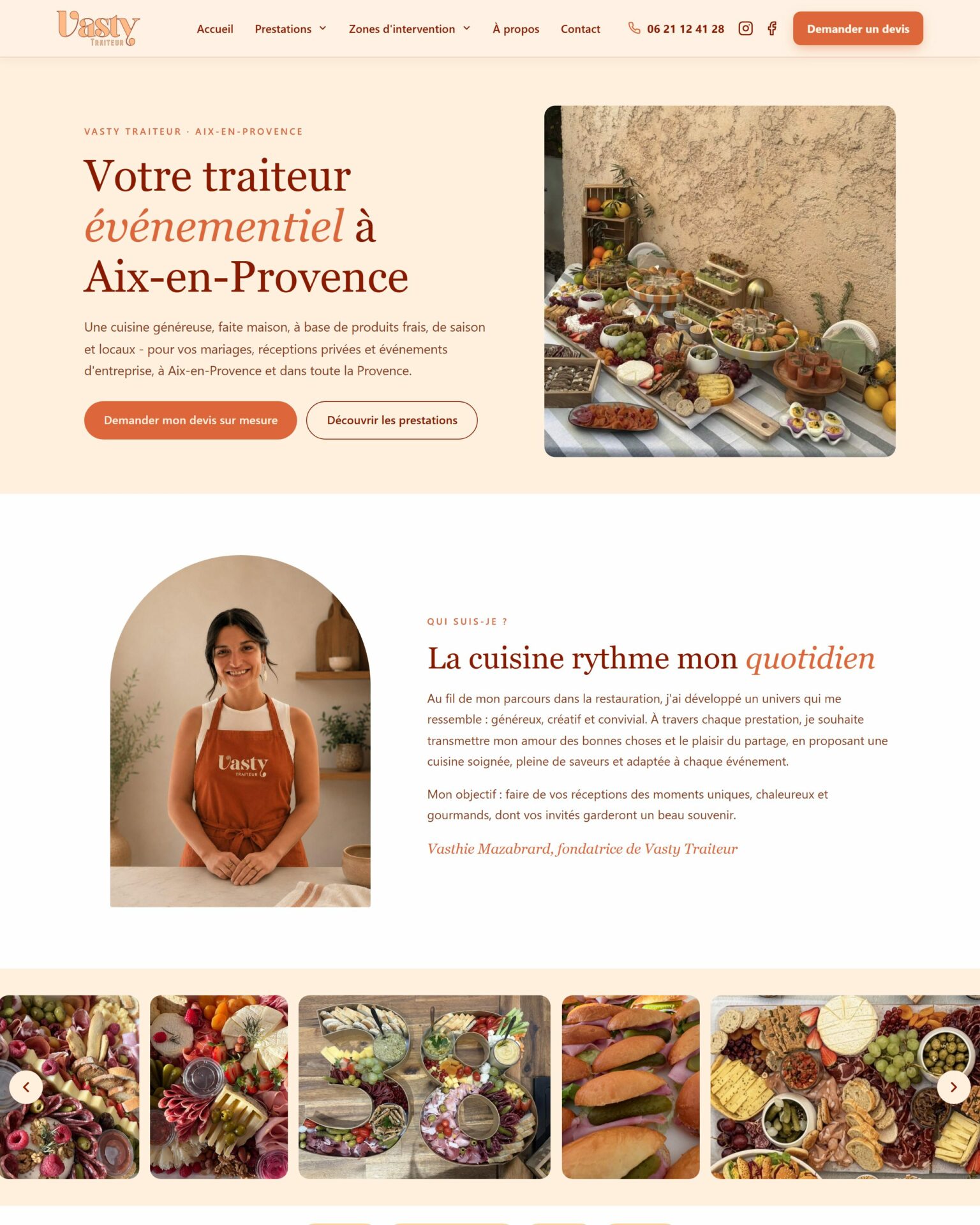 Aperçu du site vitrine de Vasty Traiteur créé par WeComm