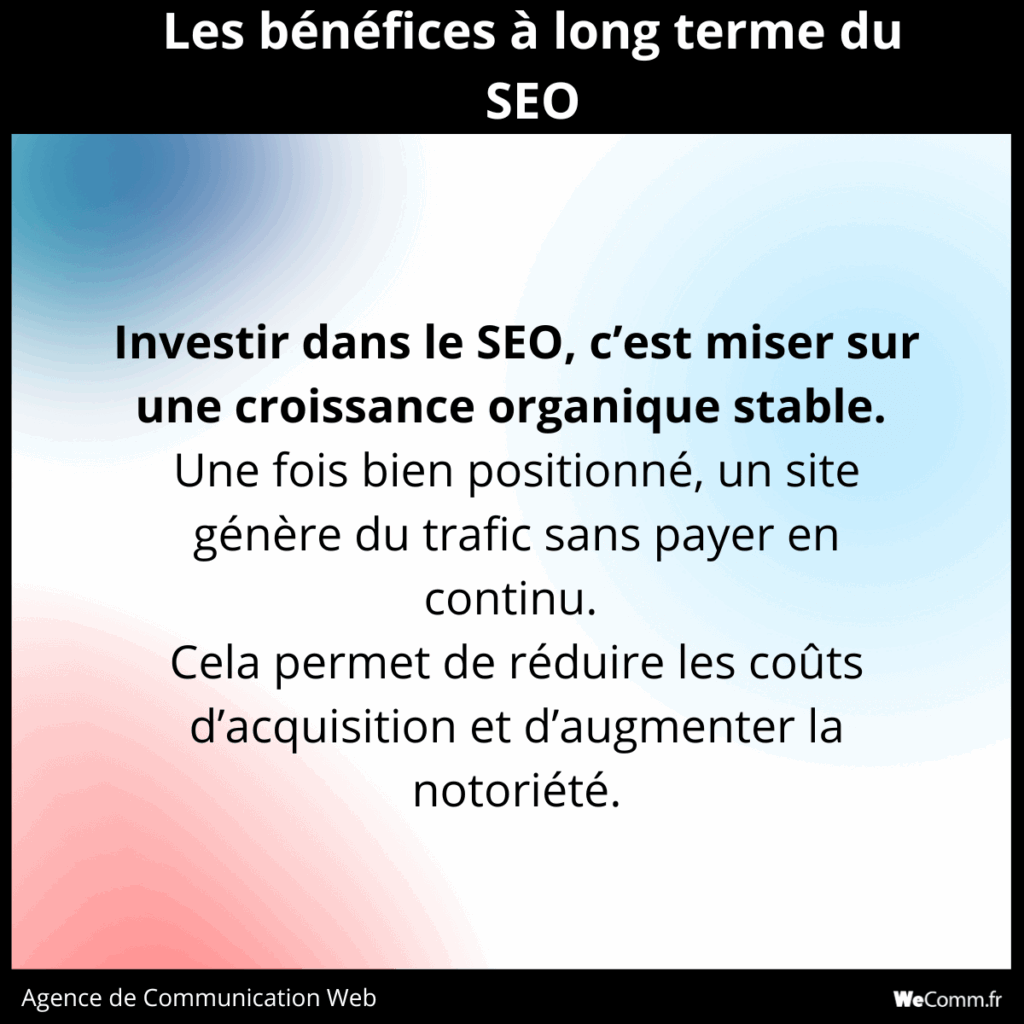 Explication des bénéfices long terme du SEO par WeComm