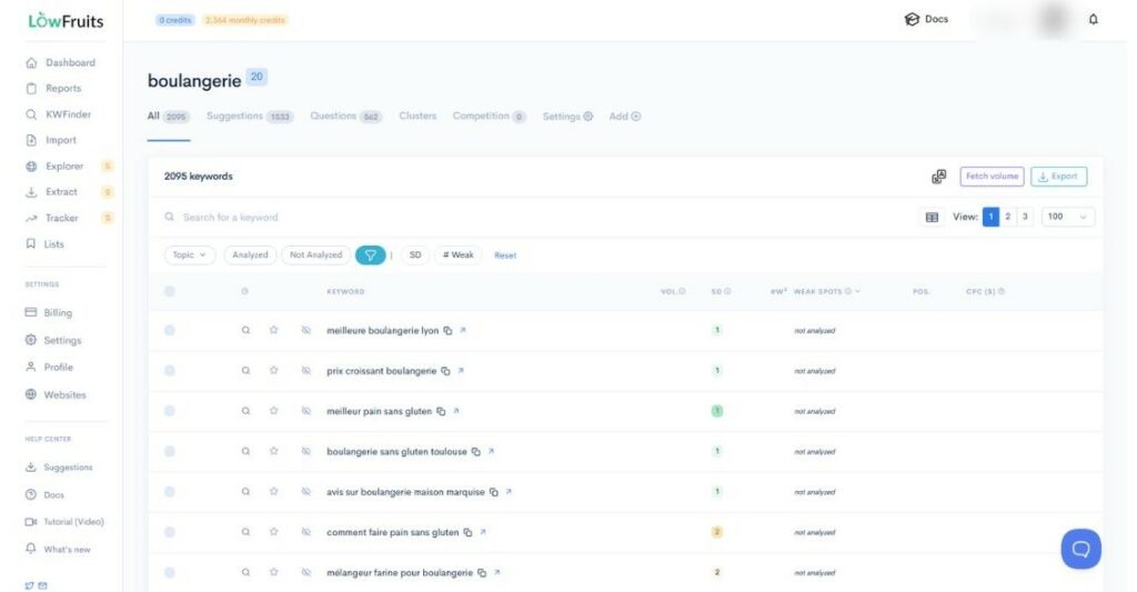LowFruits détecte les SERP faibles et les opportunités de mots-clés longue traîne