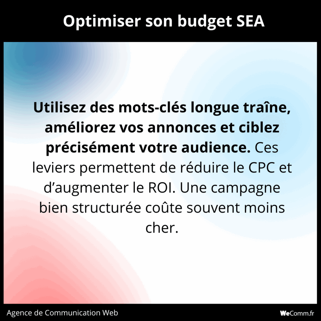 Conseil pour optimiser son budget SEA selon WeComm agence SEA à Aix-en-Provence.