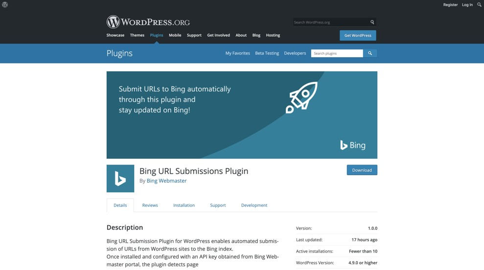 Wordpress : Extension Bing URL Submission