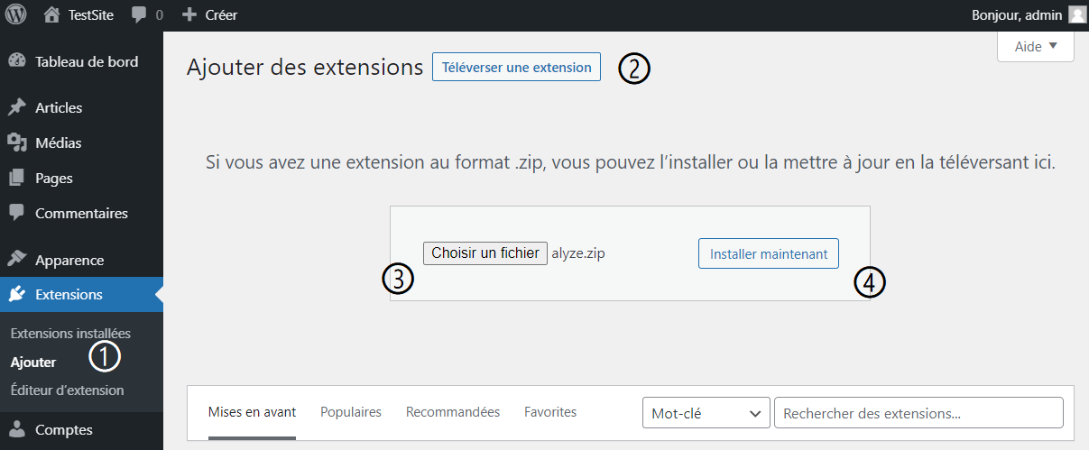 wordpress installer extension